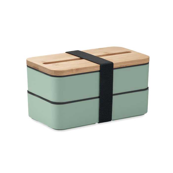 Lunchbox publicitaire PP recyclé à deux niveaux WINT Vert menthe